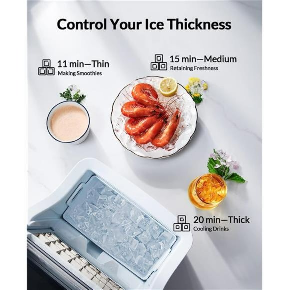 Countertop Ice Maker, 24Pcs Ice Cubes in 13 Min, Stainless Steel Ice Machine - Picture 6 of 6